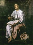 VELAZQUEZ, Diego Rodriguez de Silva y St John the Evangelist at Patmos t oil painting